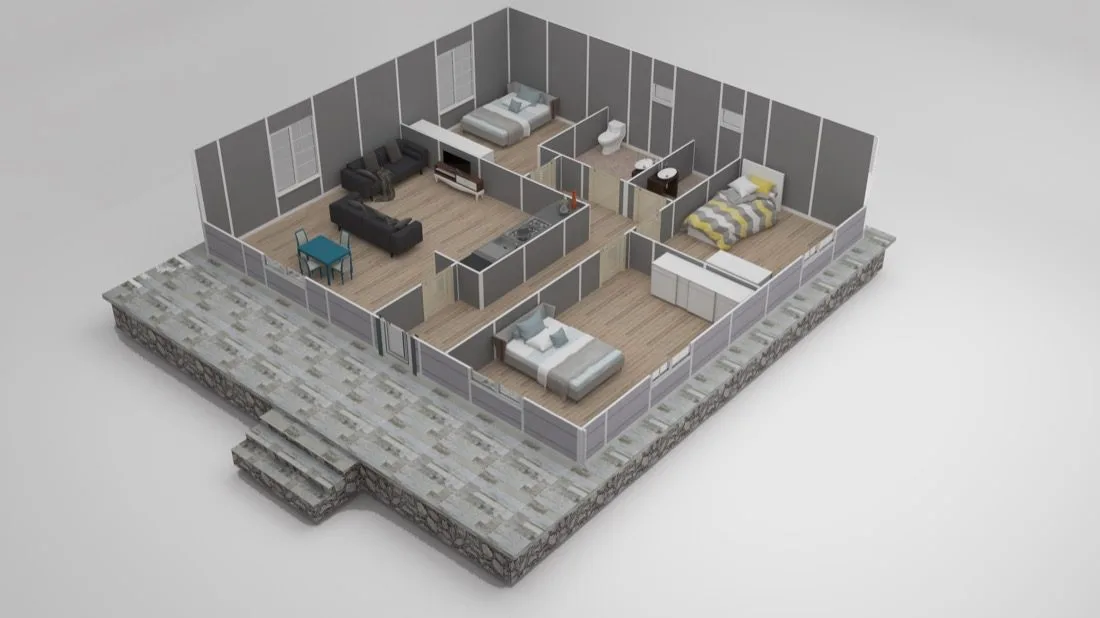 109 m² Prefabrik Ev kesit