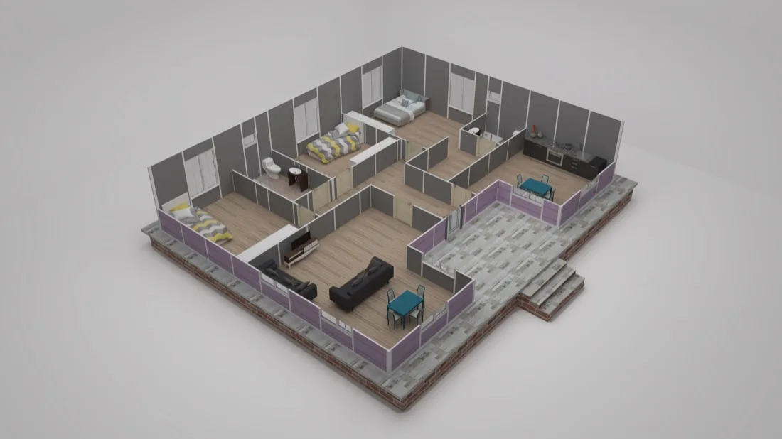 120 m² Prefabrik Ev kesit