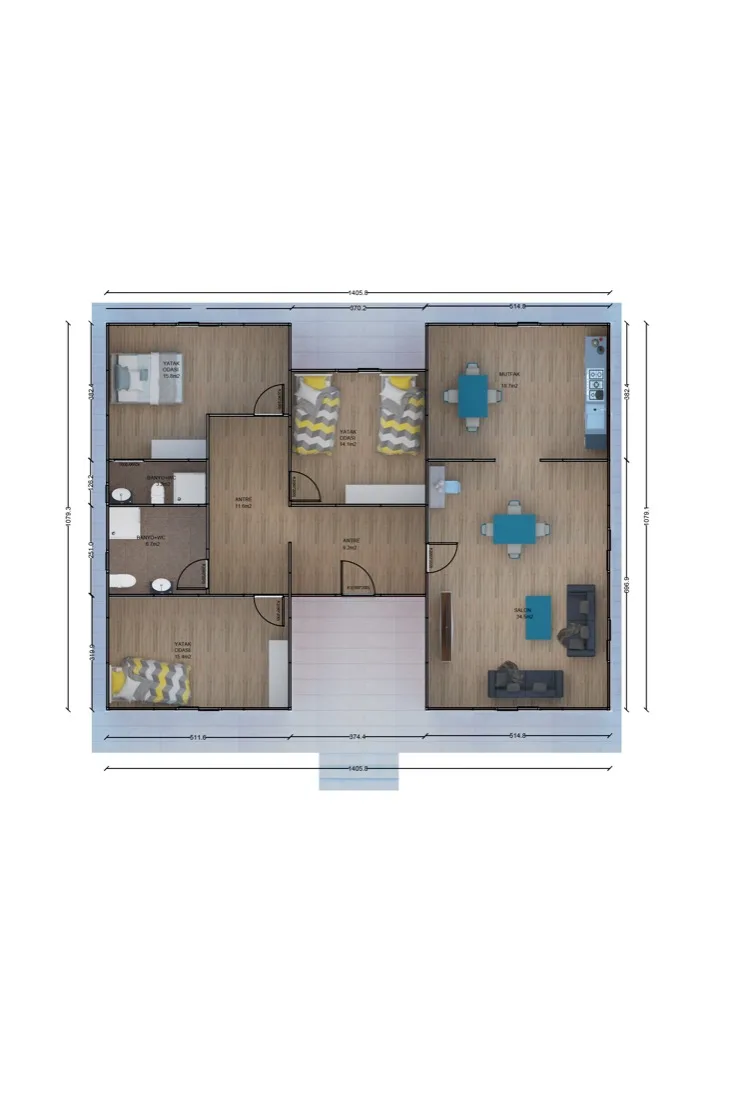142 m² Prefabrik Ev plan