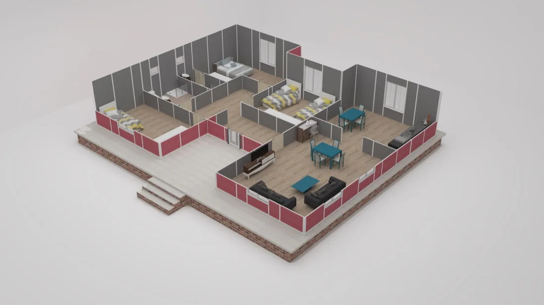 142 m² Prefabrik Ev kesit