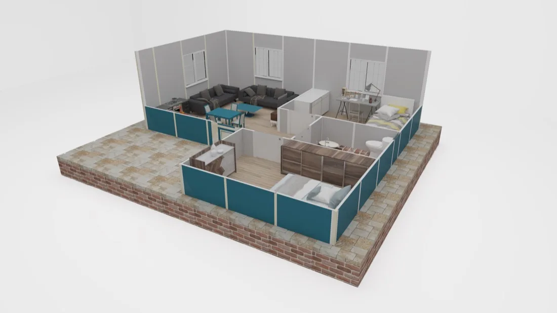 53 m² Prefabrik Ev kesit
