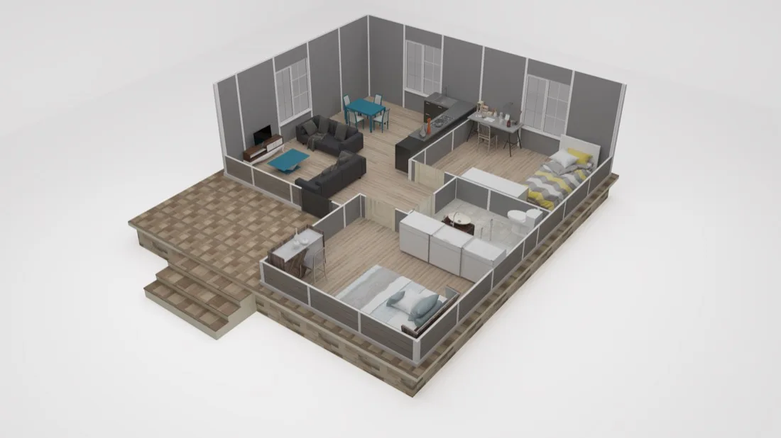 58 m² Prefabrik Ev kesit
