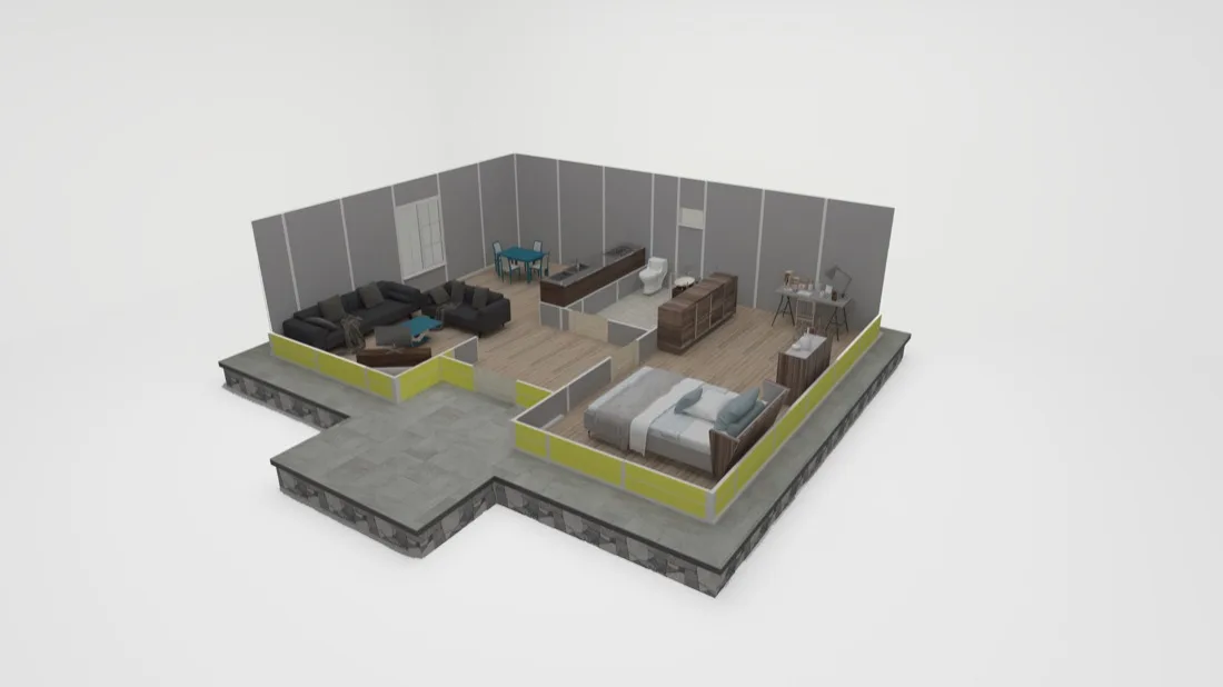 65 m² Prefabrik Ev kesit