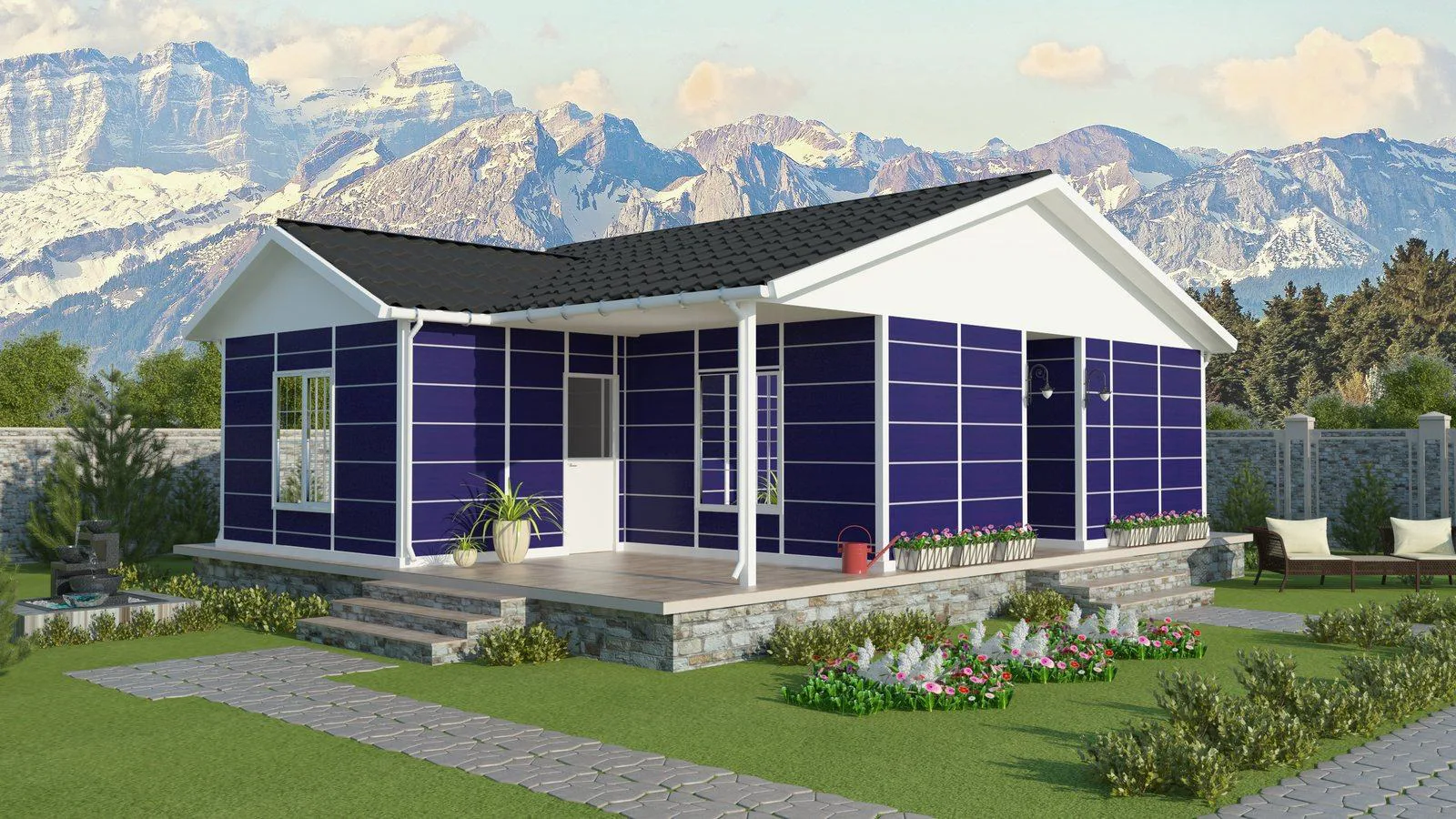 74 m² Prefabrik Ev dış görünüm