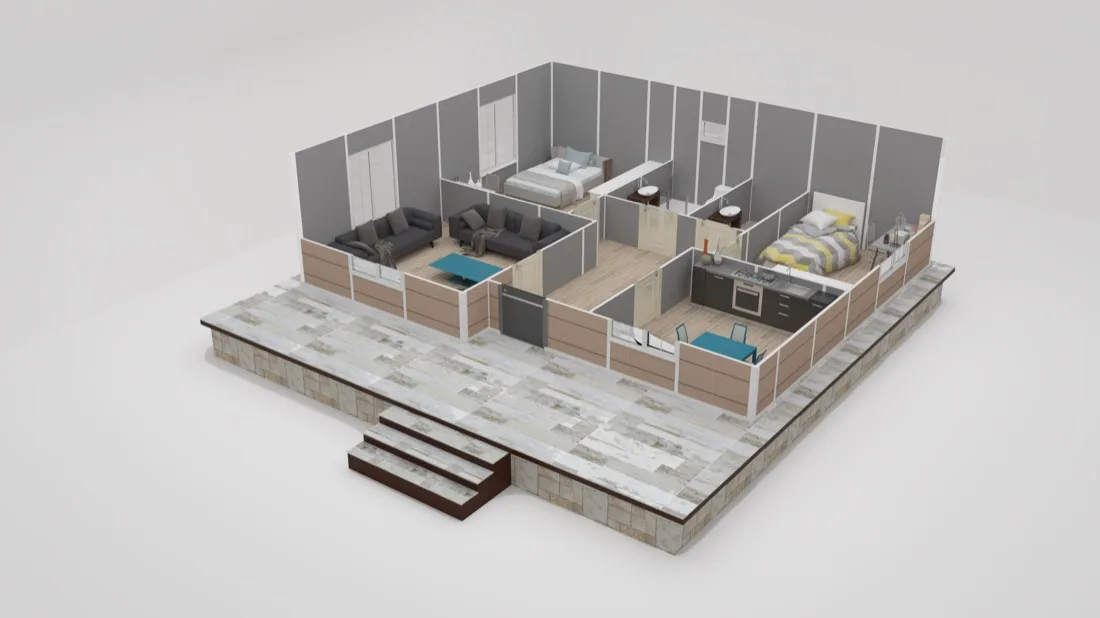 78 m² Prefabrik Ev kesit