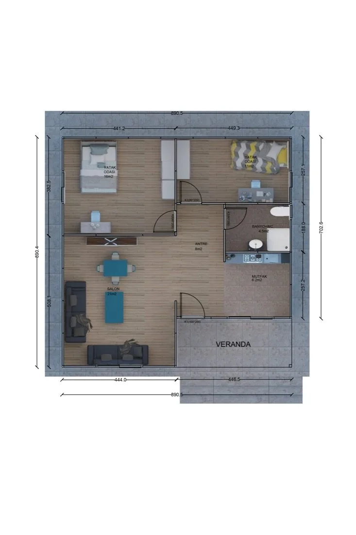 79 m² Prefabrik Ev plan