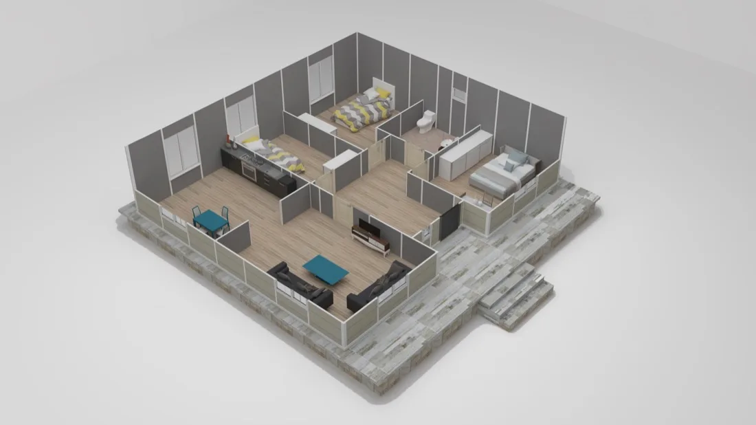 94 m² Prefabrik Ev kesit