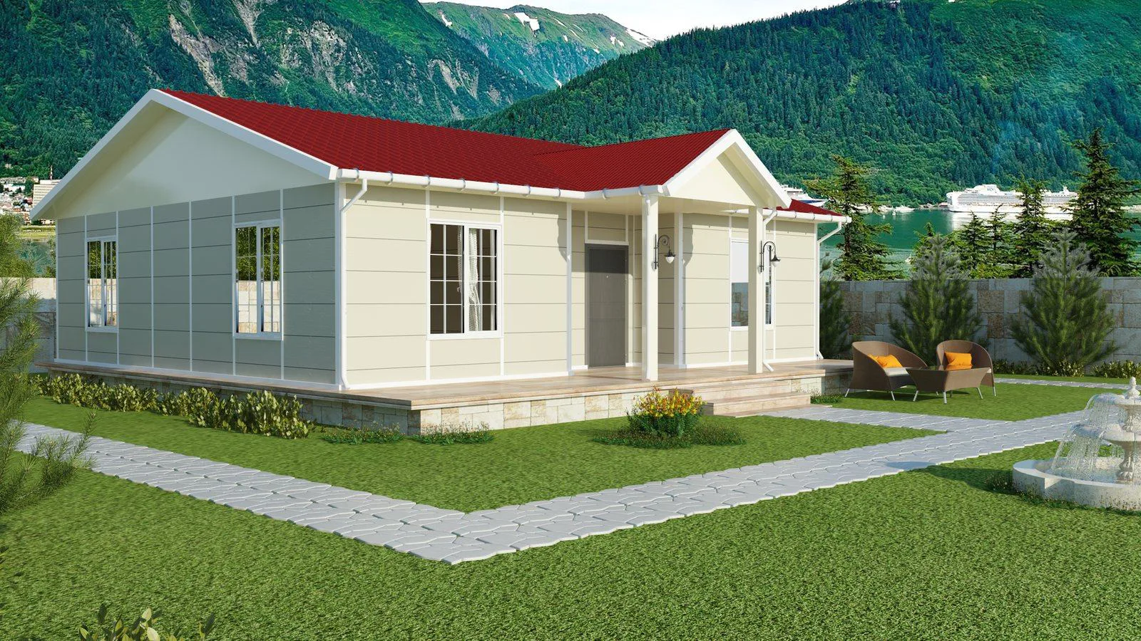 94 m² Prefabrik Ev dış görünüm